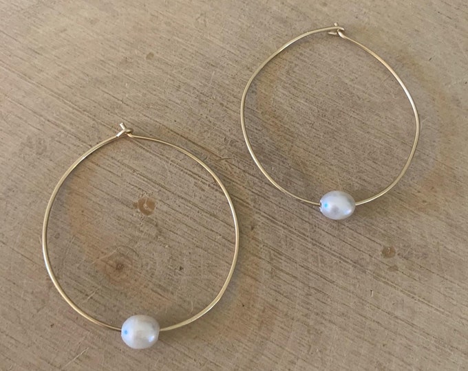 Freshwater Pearl Hoops