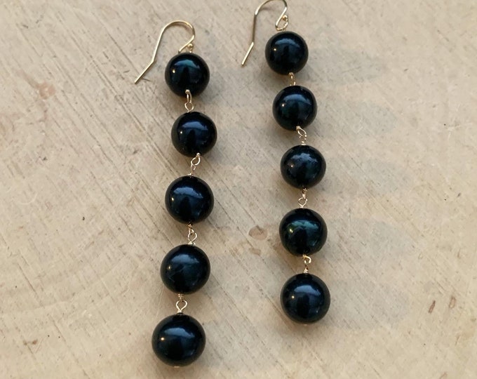 Black Freshwater Pearl Earrings