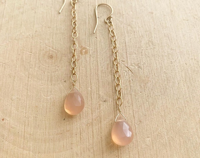 Pink Chalcedony Drop Earrings