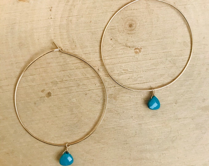 Turquoise Drop Hoops