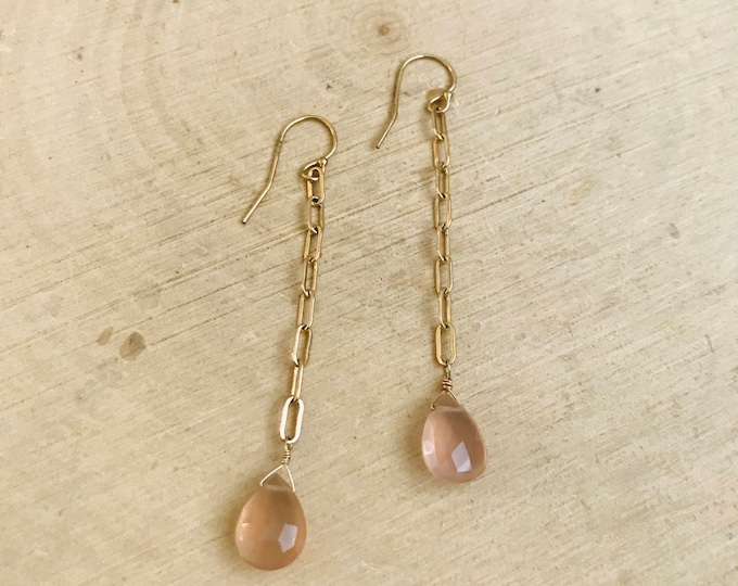 Pink Chalcedony Drop Earrings