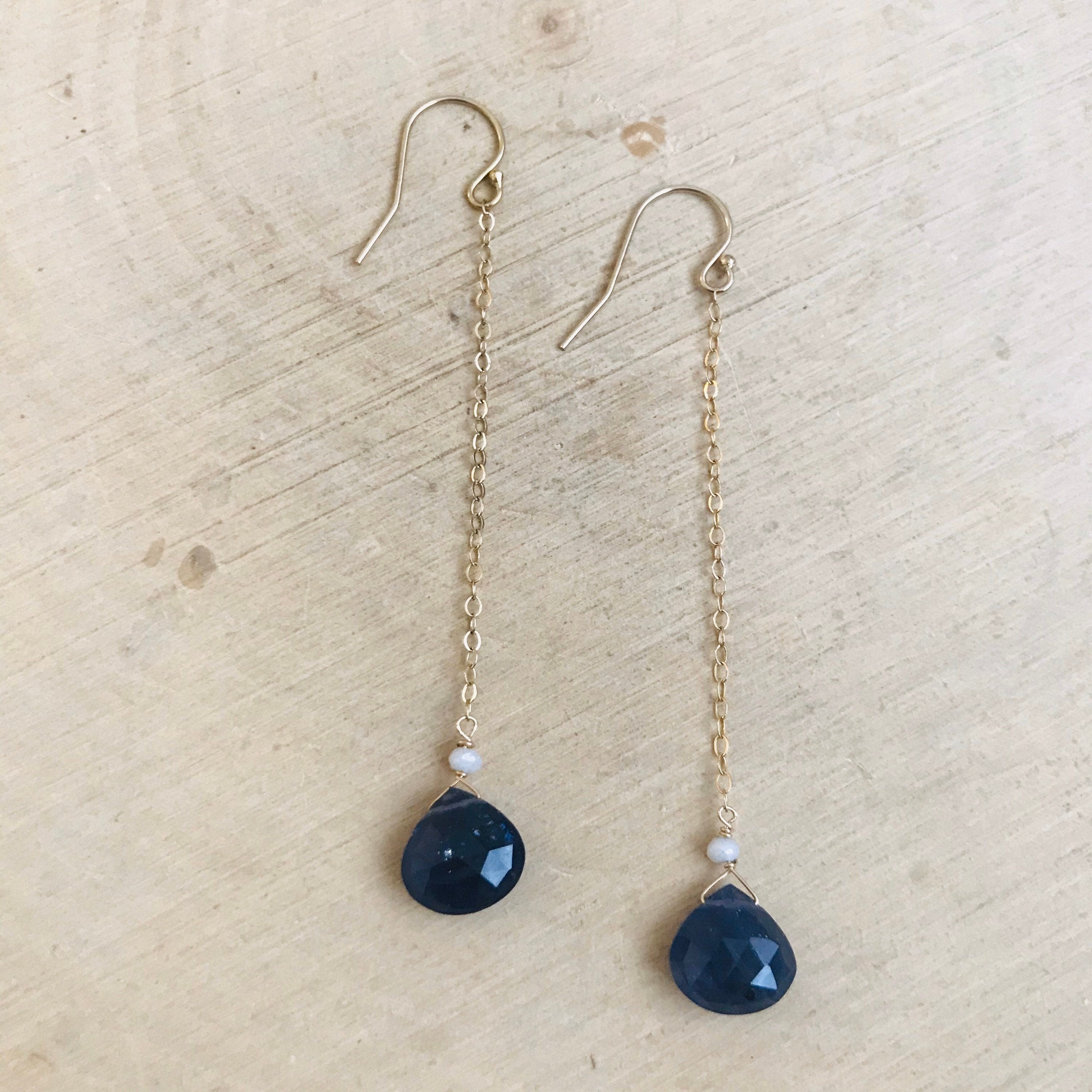 Black Spinel & Pearl Drop Earrings