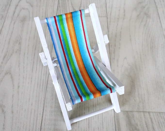 Novelty Phone Stand, Deck Chair Phone Holder, Rainbow Stripe Fabric