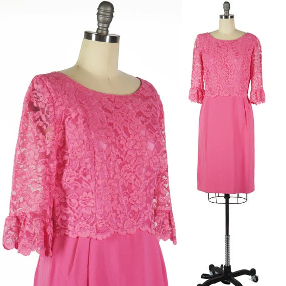 hot pink lace dress with sleeves