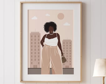 Black Woman Wall Art, Black Girl Print, African American Wall Art, African Woman Art, Fashion Print, Woman Illustration, Boho Wall Art Print