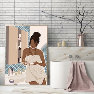 Black Girl Bathroom Wall Art Black Woman Art Set of 6 Prints Self Care Prints Black Girl Magic ...