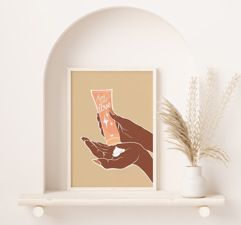 More Self Love Print, Bath Print, Feminist Poster Aesthetic Woman Hands Art Print, Self Care Digital Printable Empowered Women Digital Print