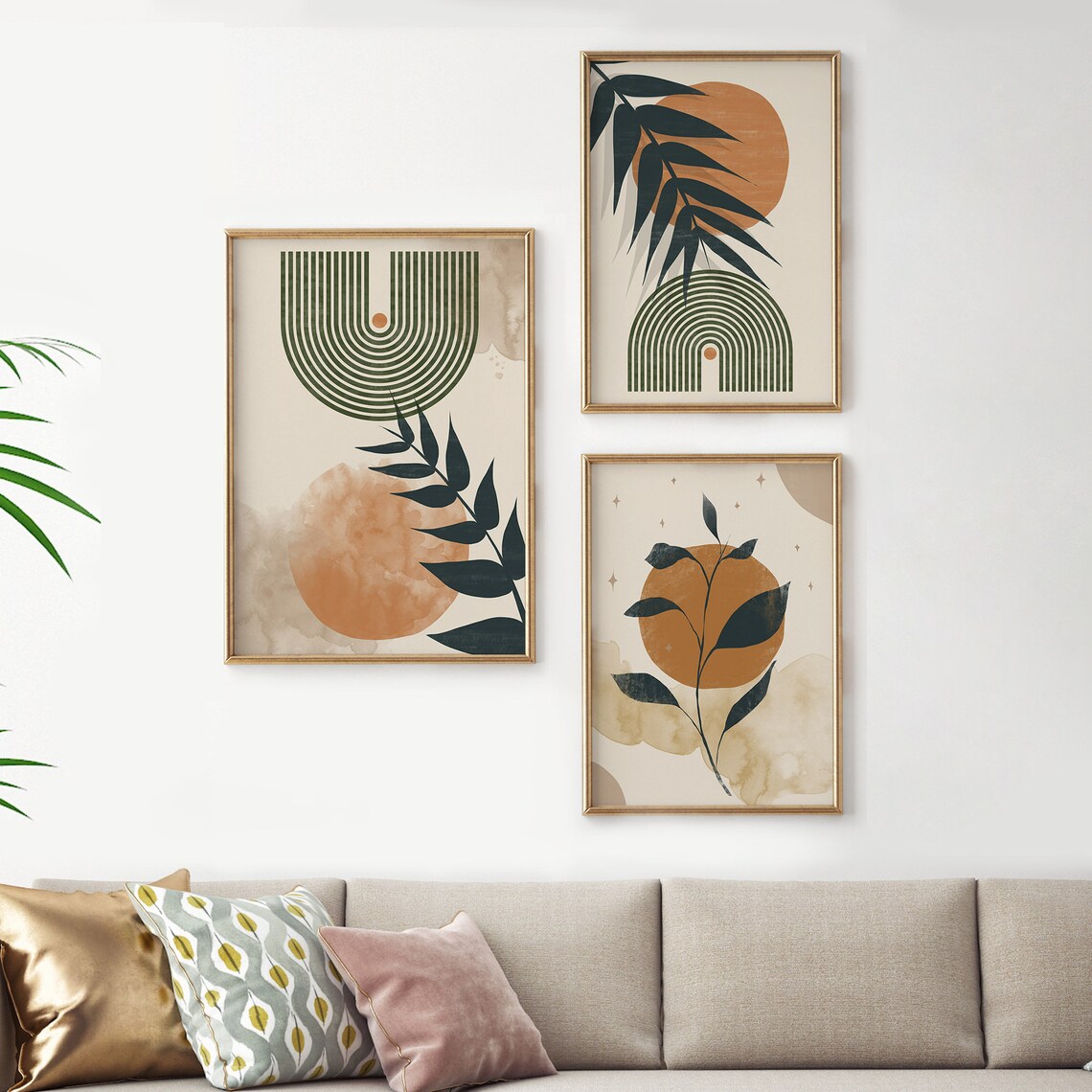 Boho Wall Art Set of 3 Prints Gallery Wall Set Mid Century - Etsy