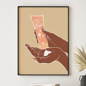 More Self Love Print, Bath Print, Feminist Poster Aesthetic Woman Hands Art Print, Self Care Digital Printable Empowered Women Digital Print