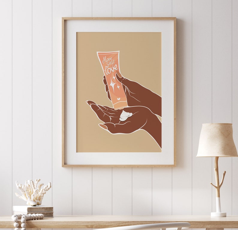 More Self Love Print, Bath Print, Feminist Poster Aesthetic Woman Hands Art Print, Self Care Digital Printable Empowered Women Digital Print