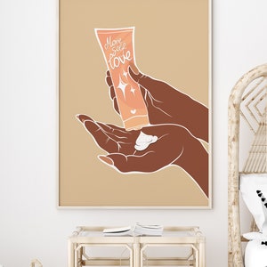 More Self Love Print, Bath Print, Feminist Poster Aesthetic Woman Hands Art Print, Self Care Digital Printable Empowered Women Digital Print