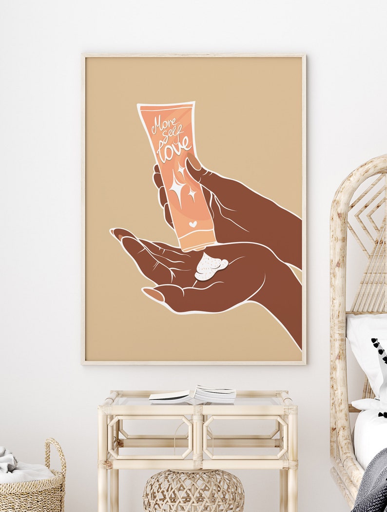 More Self Love Print, Bath Print, Feminist Poster Aesthetic Woman Hands Art Print, Self Care Digital Printable Empowered Women Digital Print