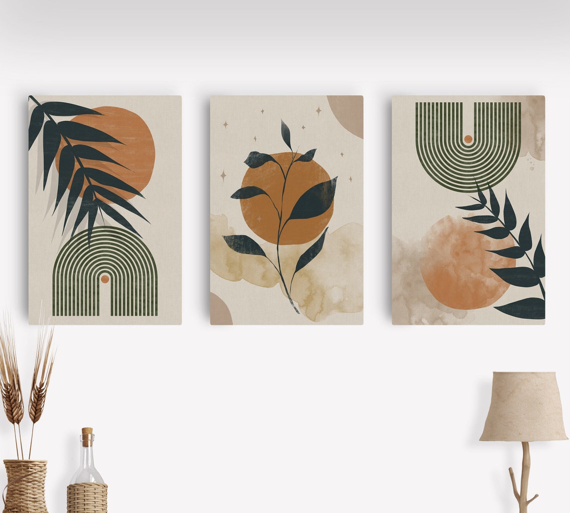 Boho Wall Art Set of 3 Prints Gallery Wall Set Mid Century - Etsy