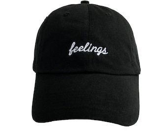 Feelings Dad Hat, Tumblr Baseball Cap, Embroidered Custom Dad Hats, Aesthetic Clothing, Gift for Her, Low Profile, Unisex Adjustable