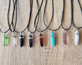 Crystal Hexagonal Point Pendant Necklaces