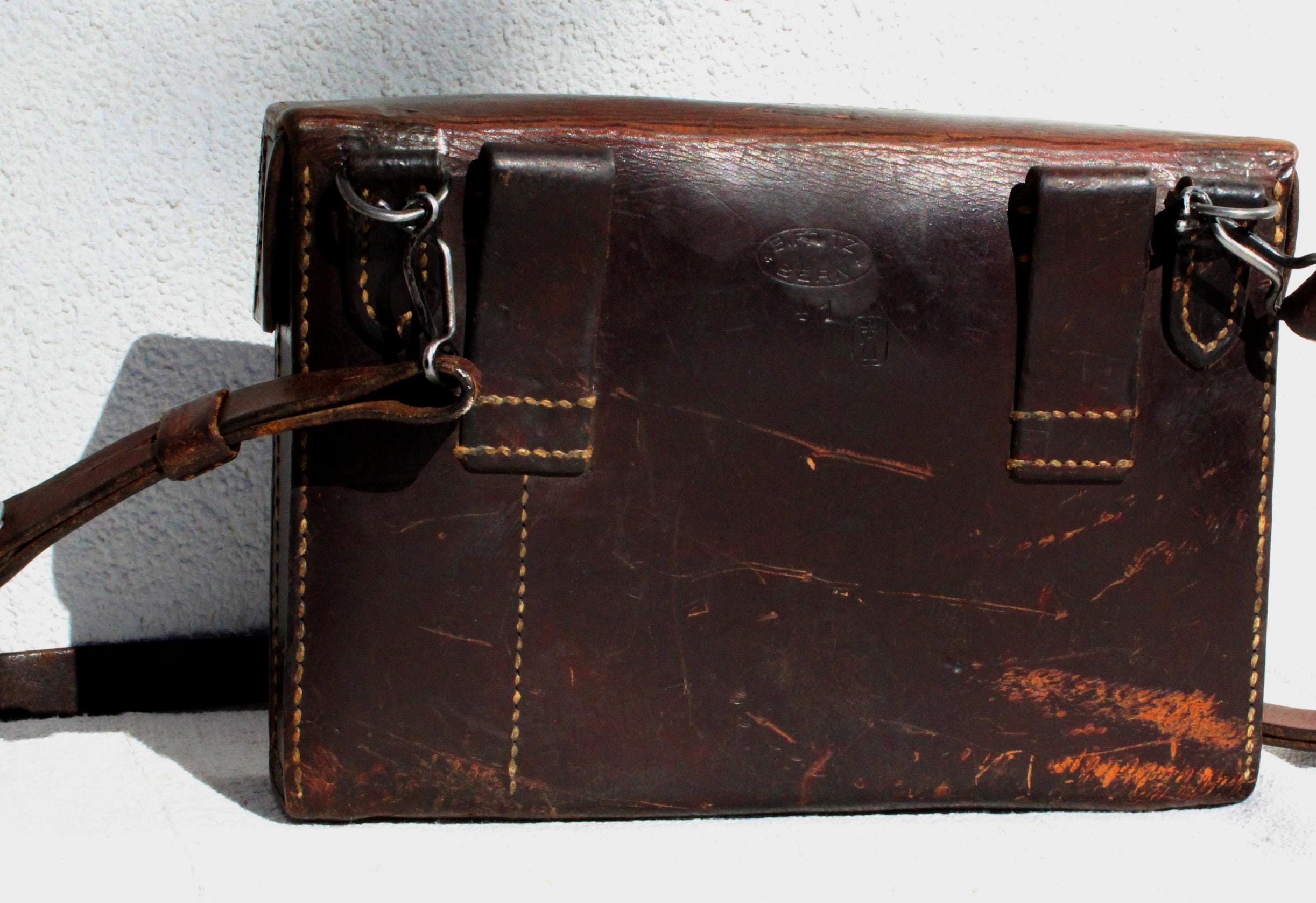 Vintage Swiss Army First Aid Leather Bag / Leather Messenger Bag