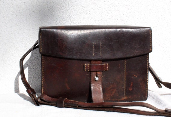 Vintage Swiss Army First Aid Leather Bag / Leather Messenger Bag 