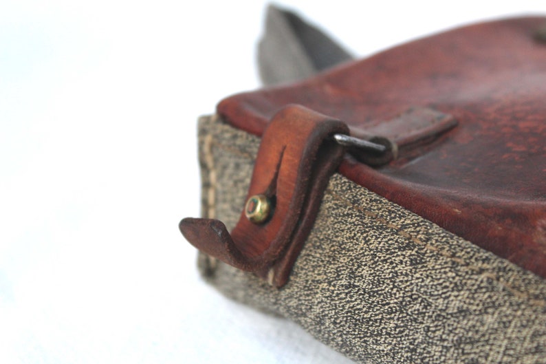 Antique Swiss Military Leather /& Canvas Bag Ammo Bag Shoulder Bag from 1915 103 years old
