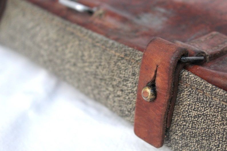 Antique Swiss Military Leather /& Canvas Bag Ammo Bag Shoulder Bag from 1915 103 years old