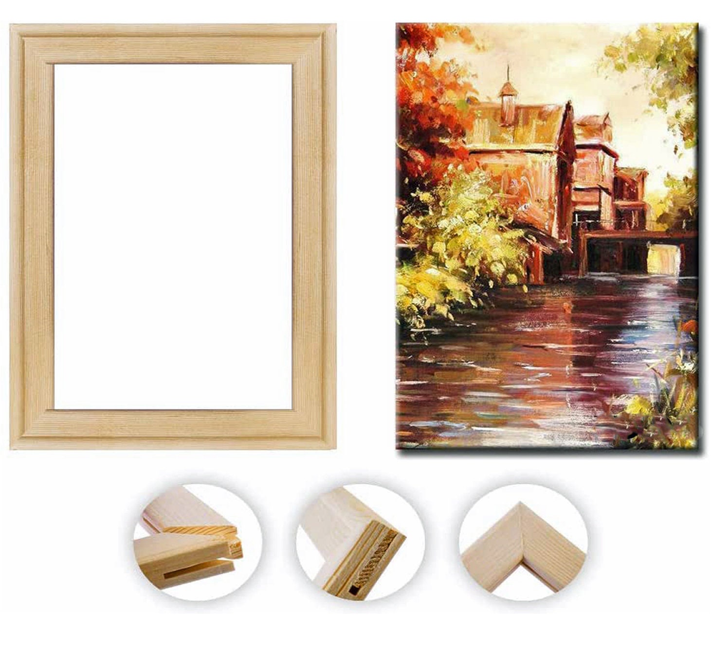 Wood Red Small 34 x 24 x 3cm Feel Good Art Giclée Printed Canvas with Solid White Wooden Frame Surround &ltBe Happy> 34 x 24 cm 