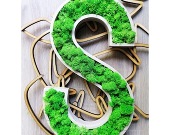 Wood Letters. Moss wood letters. Natural wood art. Moss wall art.