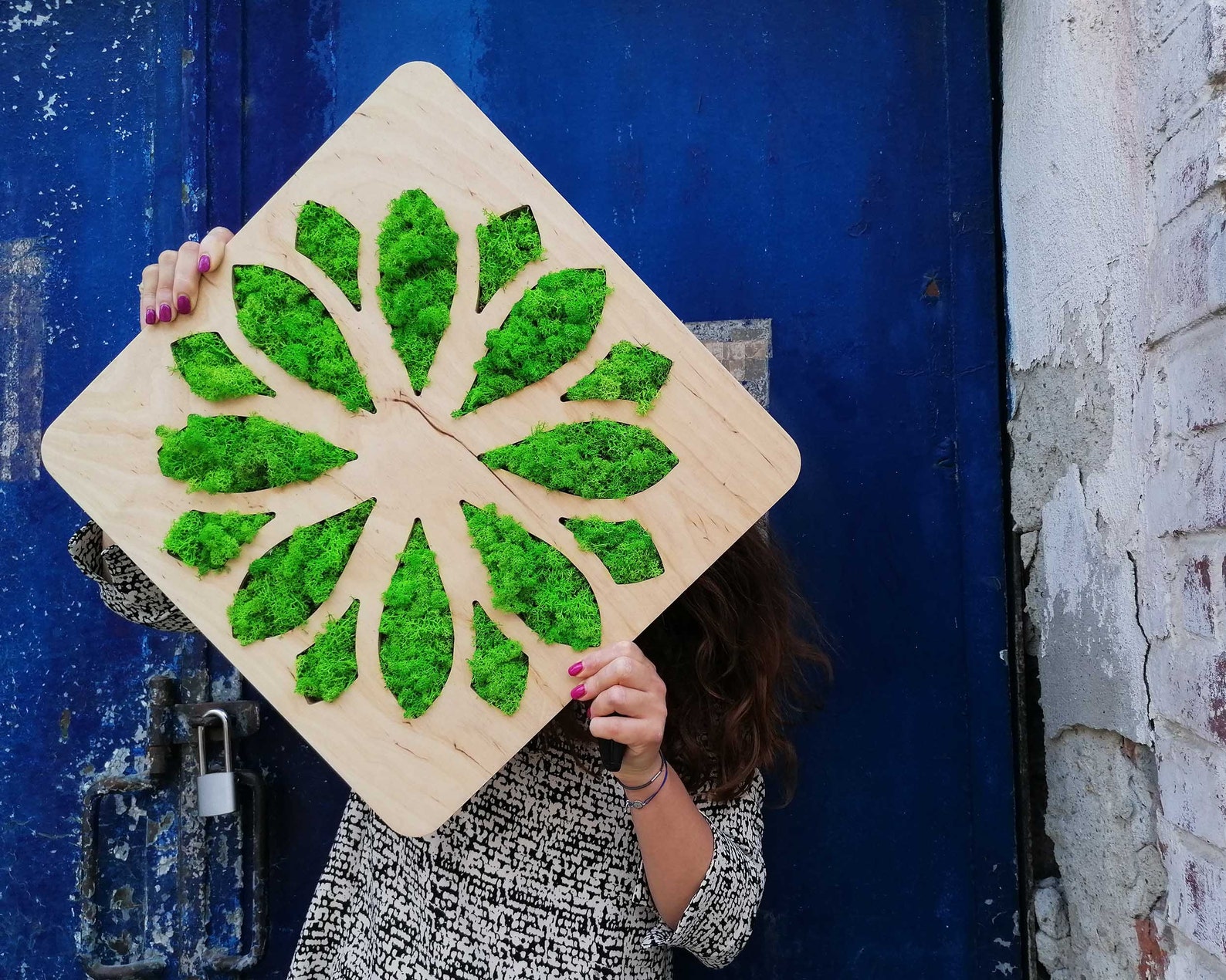 Flower Power Moss Art. Moss Decorations. Home Office Decor. Etsy