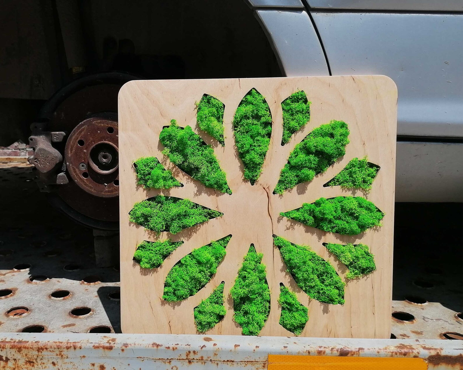 Flower Power Moss Art. Moss Decorations. Home Office Decor. Etsy