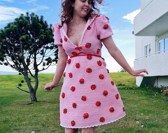 Strawberry dress crochet pattern