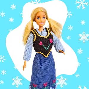 Frozen-Inspired Anna Barbie Outfit Crochet Pattern PDF image 2
