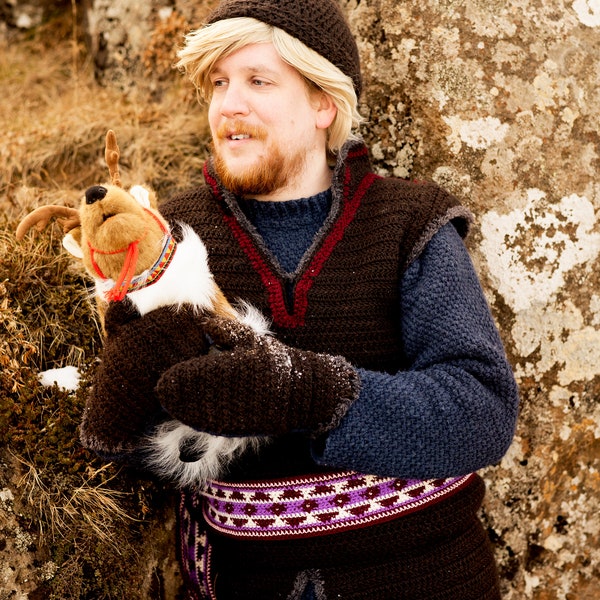 Mountain Man Hat, Mittens and Sash/Belt set