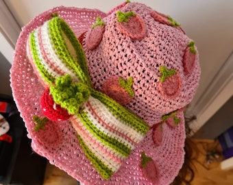 Strawberry hat crochet pattern digital download