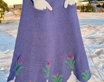 Princess decorated skirt (with pockets) crochet pattern