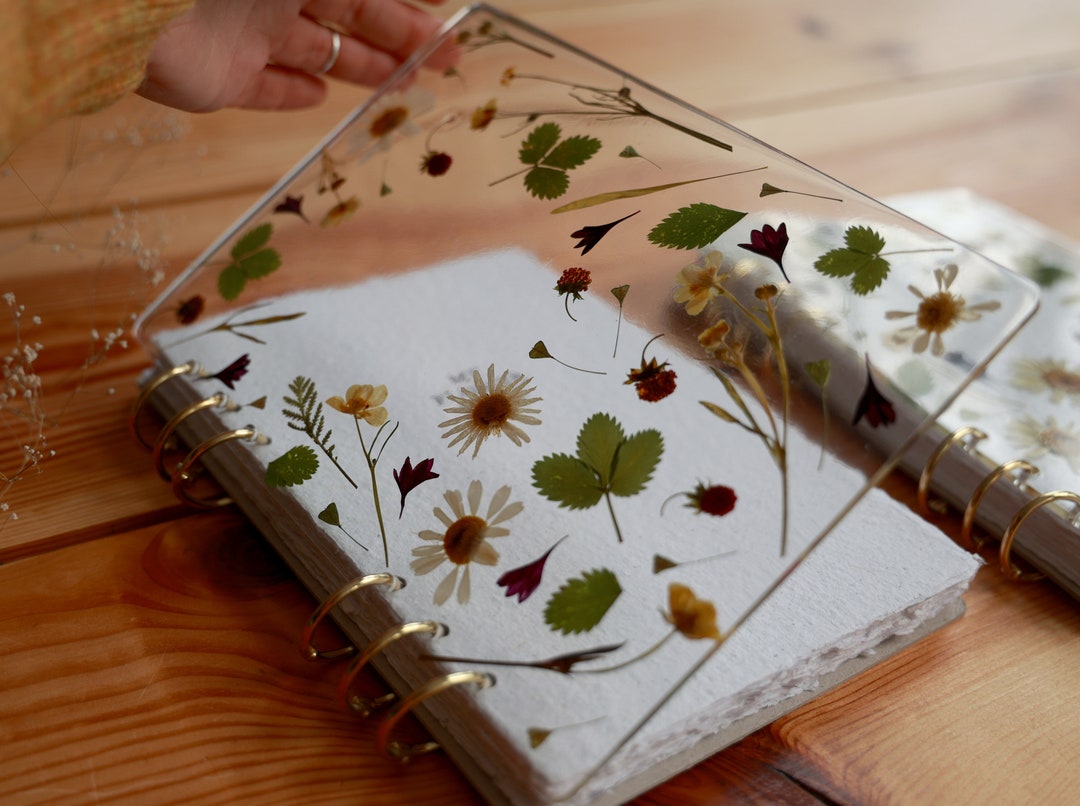 Botanical A5 notebook with epoxy resin cover Pressed flowers Etsy 日本