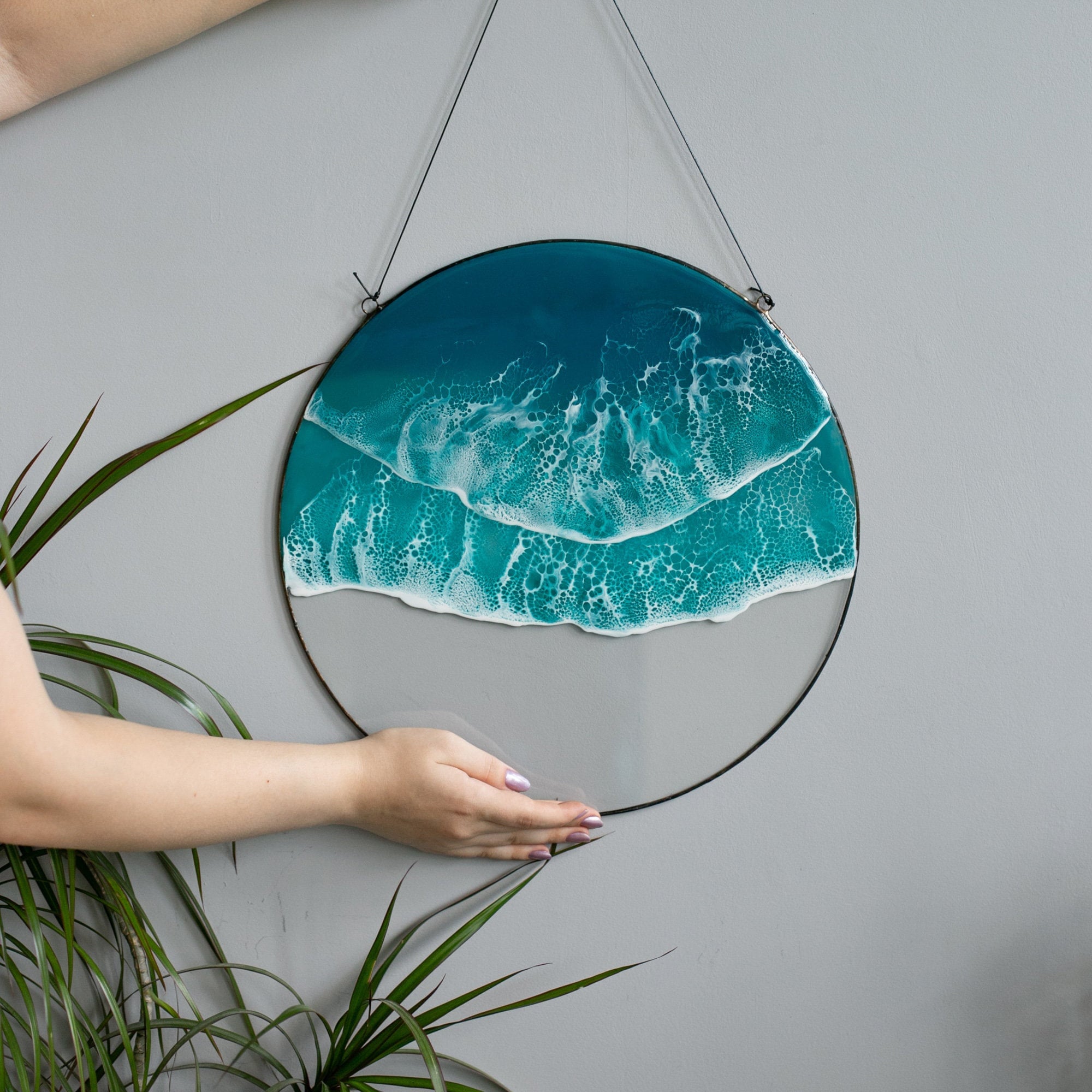 Sea Epoxy Resin Art Round Double Wave Painting Ocean Resin - Etsy
