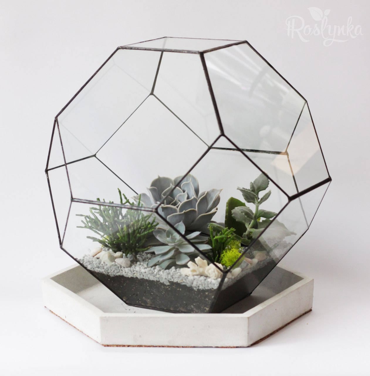 NEW Geometric Terrarium / Large Sphere / Stained Glass Etsy