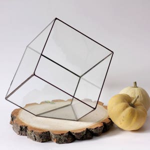 Cube glass terrarium, Geometric planter pot, Stained glass terrarium, Moss terrarium container image 2