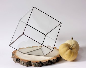 Terrarium en verre géométrique, jardinière succulente cube, terrarium en vitrail, jardinage intérieur