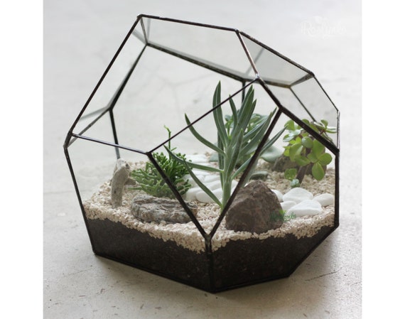 Stained Glass Geometric Planter Box Indoor Garden Plants Pot Etsy