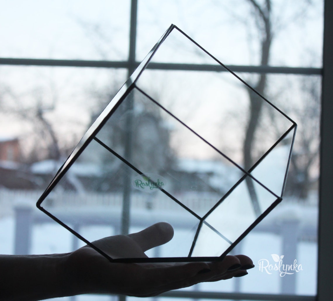 Geometrische Glas Terrarium Würfel saftig Pflanzer Buntglas | Etsy