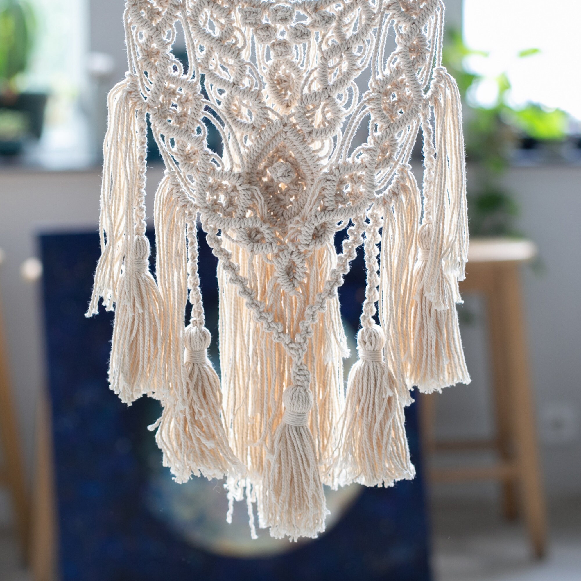 Framed Dried Plants Wall Hanging With Macrame Stained Glass Etsy