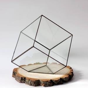 Cube glass terrarium, Geometric planter pot, Stained glass terrarium, Moss terrarium container image 3