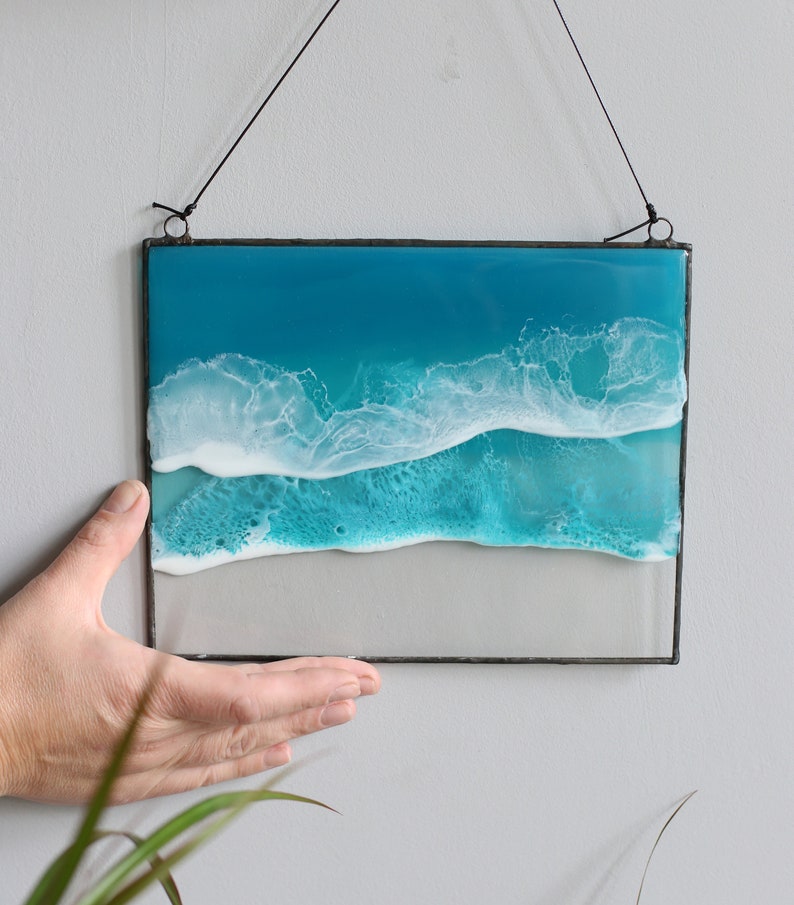 Sea Waves Resin Art Ocean Coastal Decor Rectangle Wall Etsy