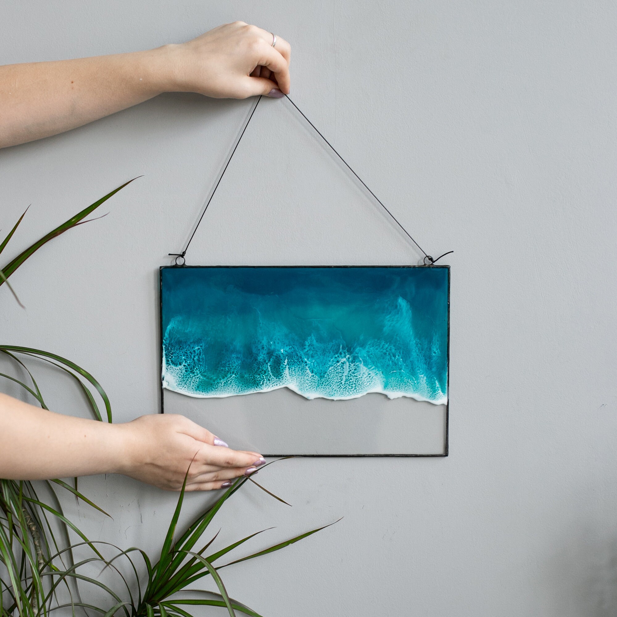 Fluid resin art sea & ocean wall hanging beach wave framed Etsy