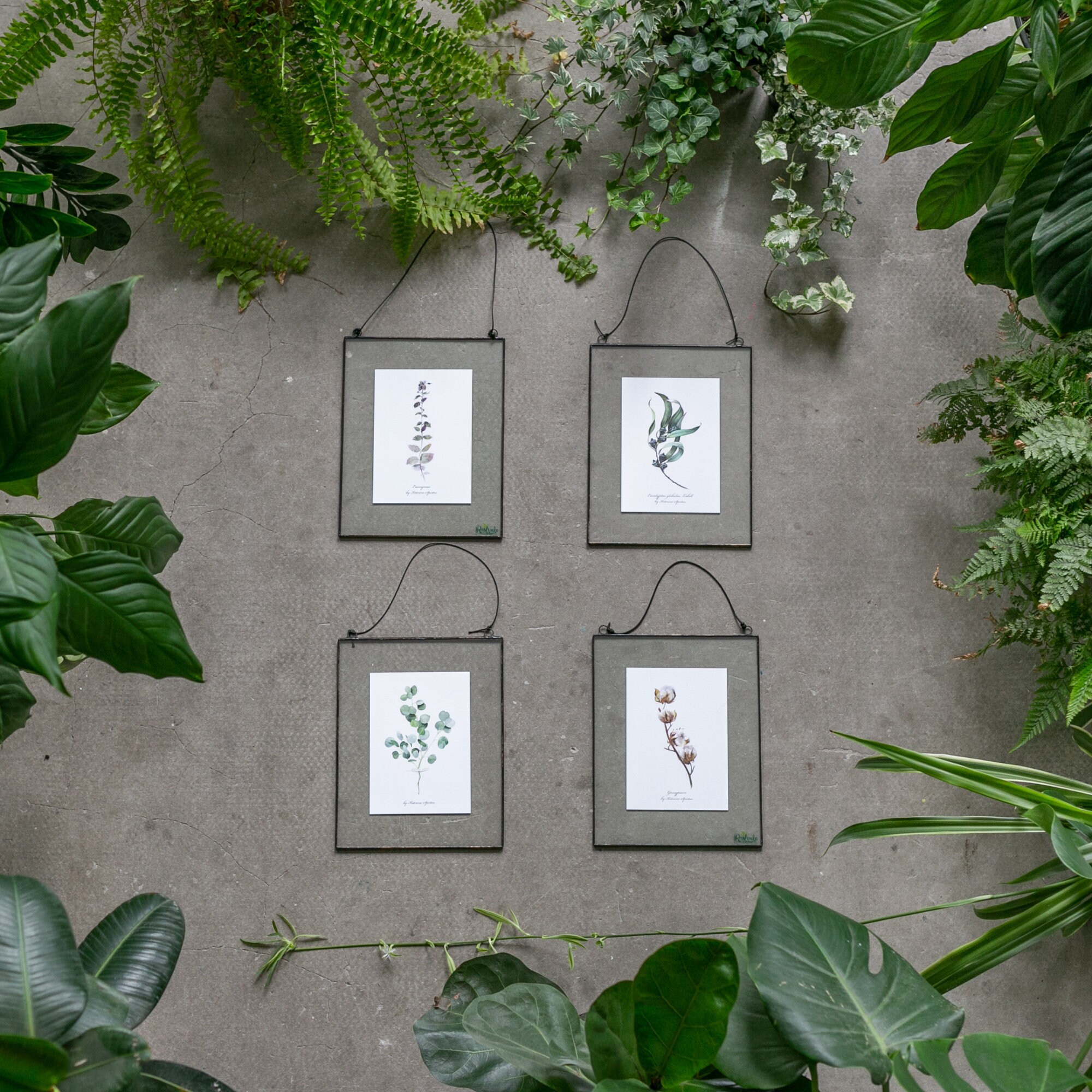 Framed botanical plant print greenery wall hanging art set Etsy