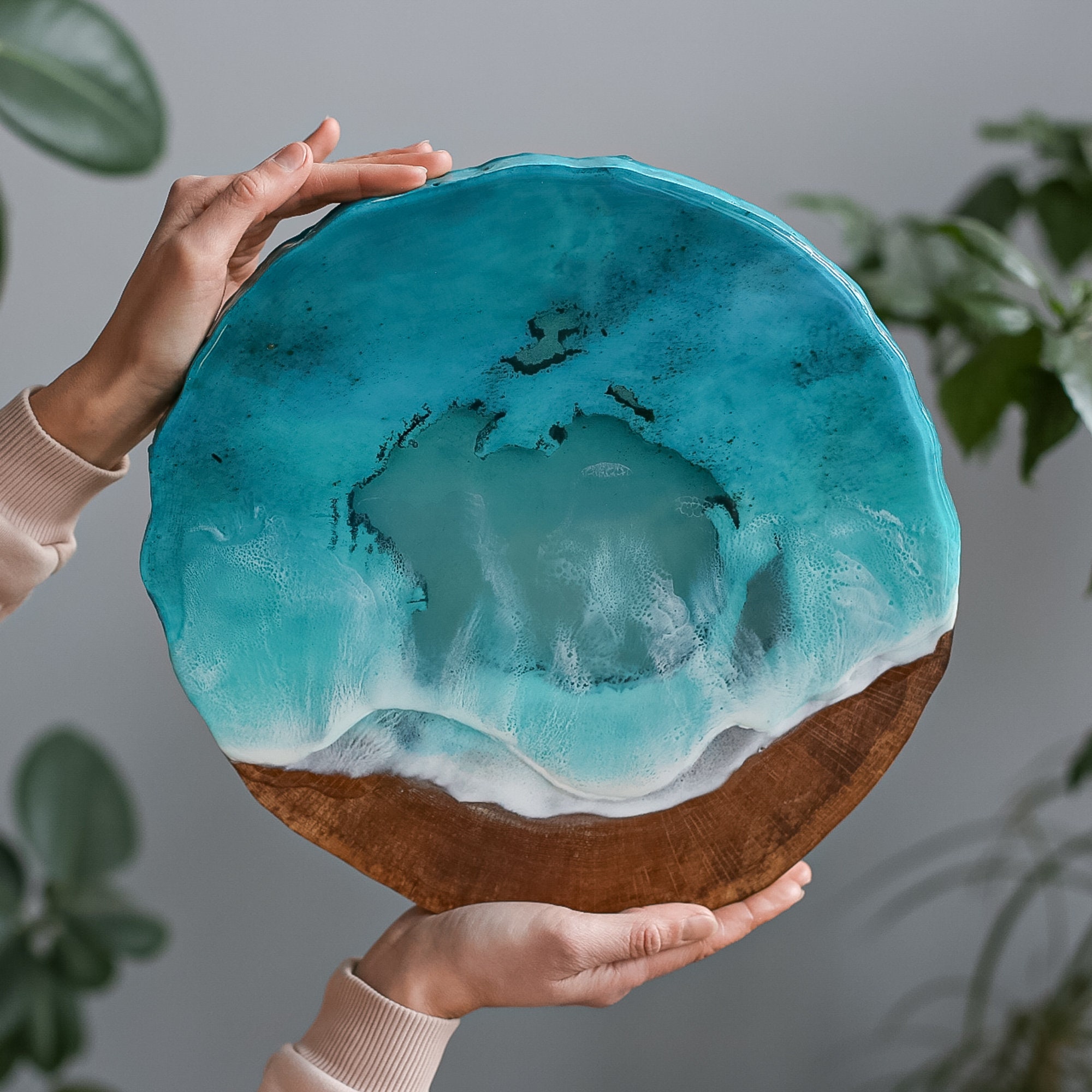 Resin Wood Art Sea & Ocean Wall Decor Round Hanging Panel Etsy