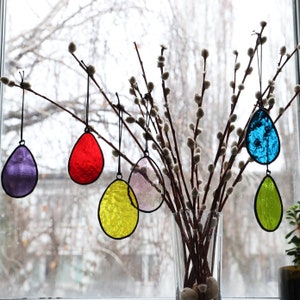 Stained Glass hanging Easter eggs, Easter decoration suncatcher, Sun Catcher,
