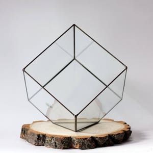 Cube glass terrarium, Geometric planter pot, Stained glass terrarium, Moss terrarium container image 4