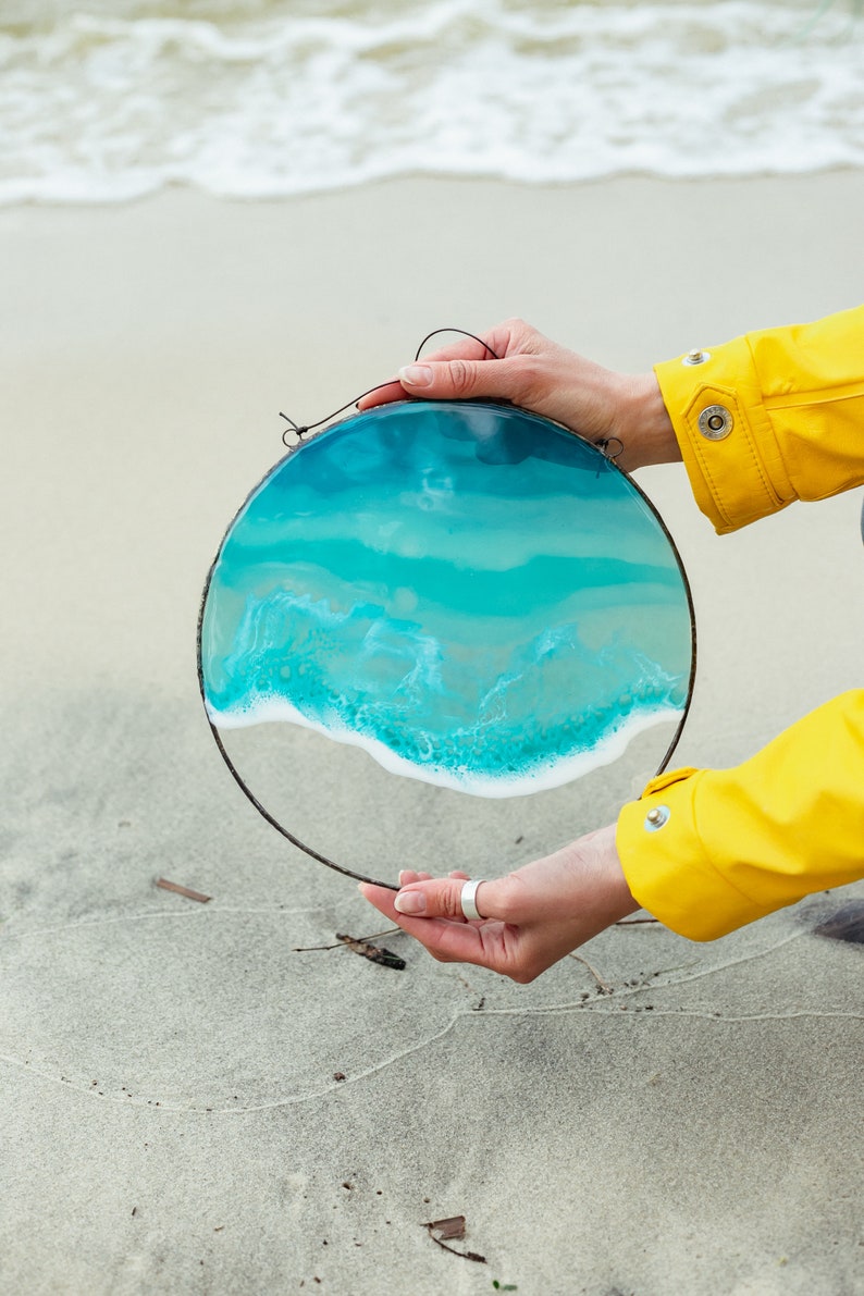 Resin wall art picture sea & ocean inspired home decor round | Etsy
