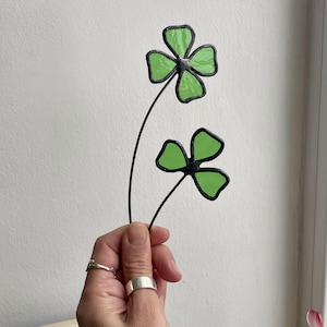 Stained Glass Clover on a Stem | Single Branch | St. Patrick’s Day Decor