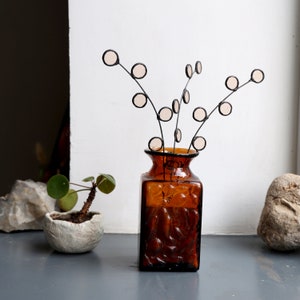 Stained Glass Flower on a Stem, Single Branch, Sun Catcher, round flowers
